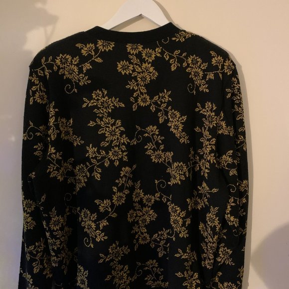 Vintage Black + Gold Floral Cottagecore Cardigan SZ XL - Picture 2 of 14